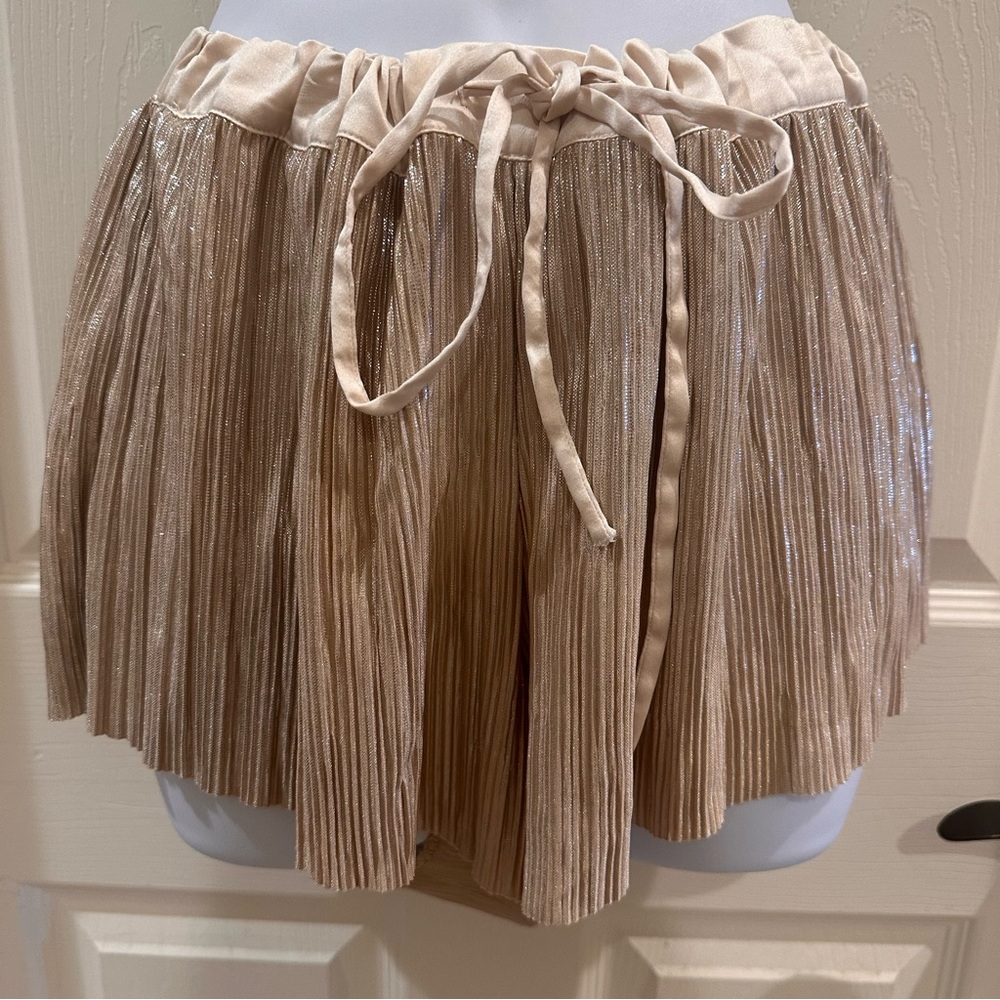 Victoria’s Secret Metallic Iridescent Gold Accordion Micro Pleated Sleep Shorts